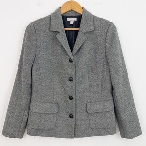 Nordstrom Petite Wool Classic Minimalist Gray Long Sleeve Button Down Blazer 8P